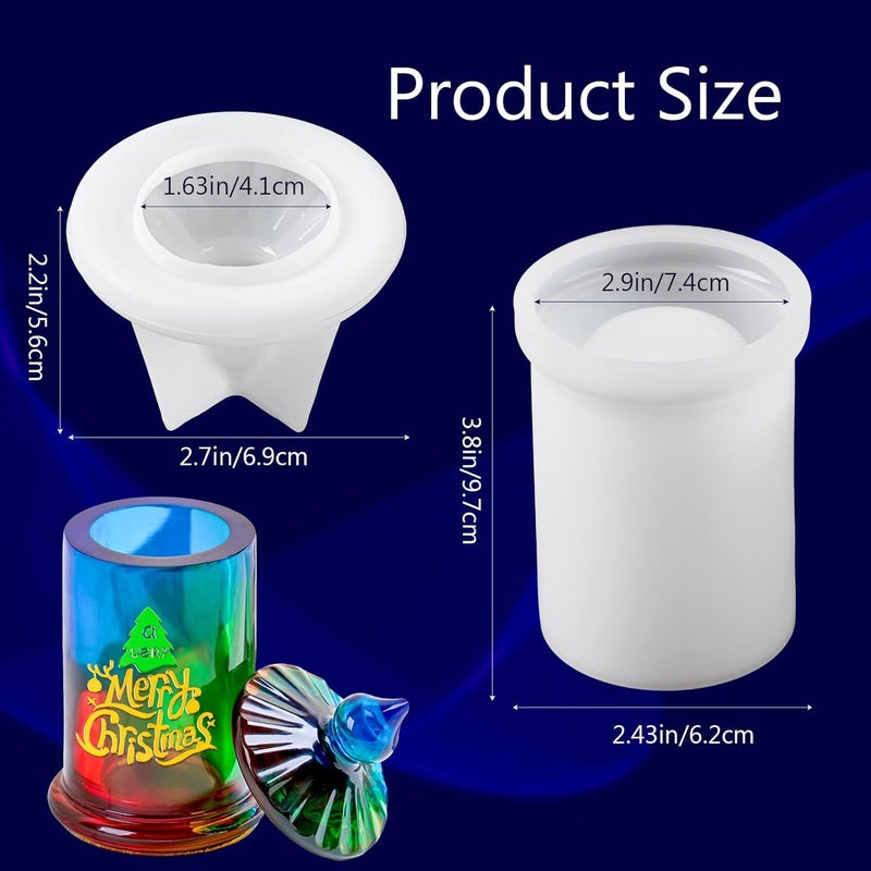 Dacies Jar Resin Molds Valentine Storage Box with Lid Epoxy Resin Casting Mold Cylinder Jars Candle Jewelry Trinket Container Mould DIY Planter Candy Organizer Making Concrete Cement Moulds Craft Home Decor - Image 2